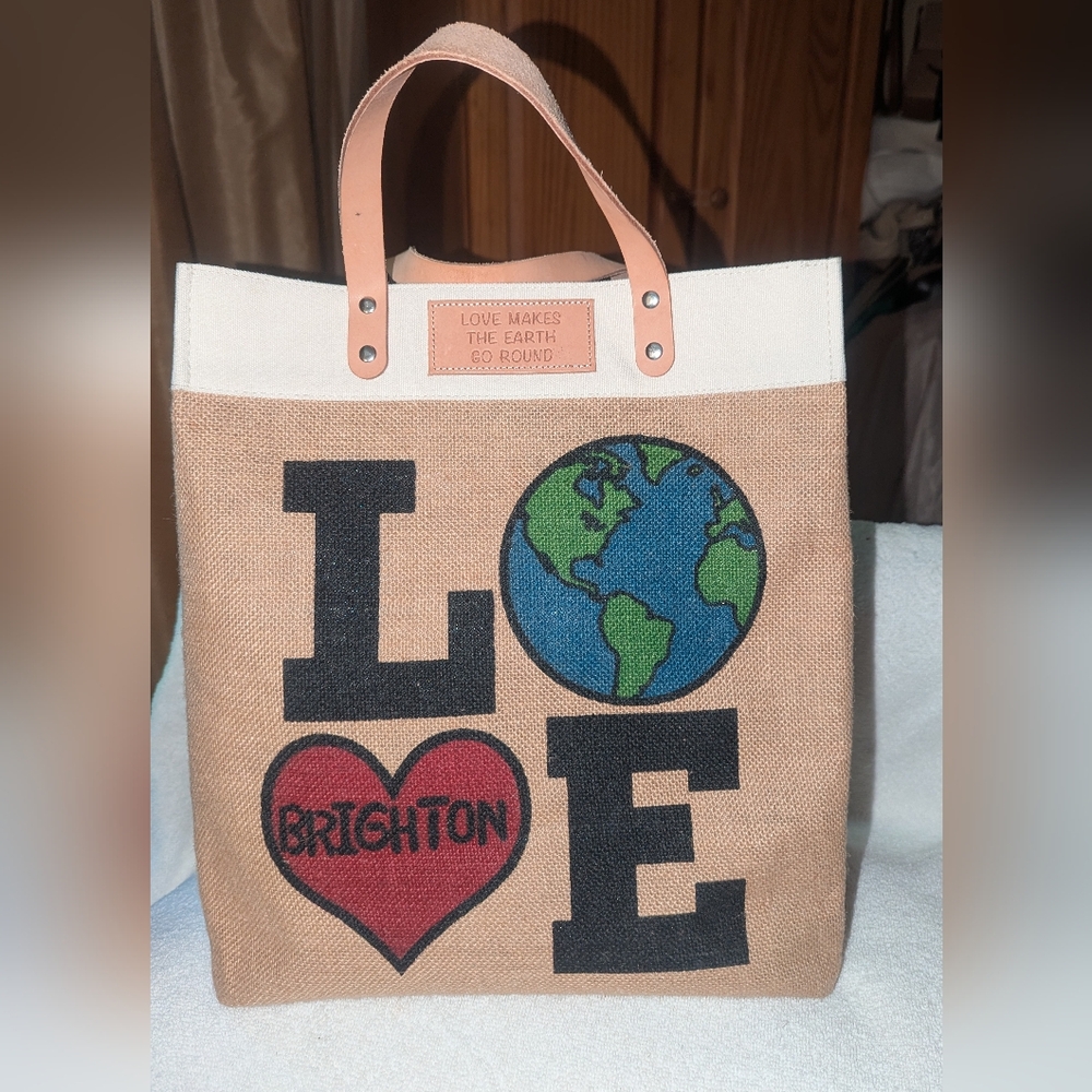 Brighton Love  Make The Go Round Tote - Tan and Blue